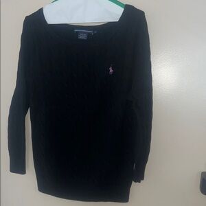 Ralph Lauren Black sweater with purple emblem! Good condition